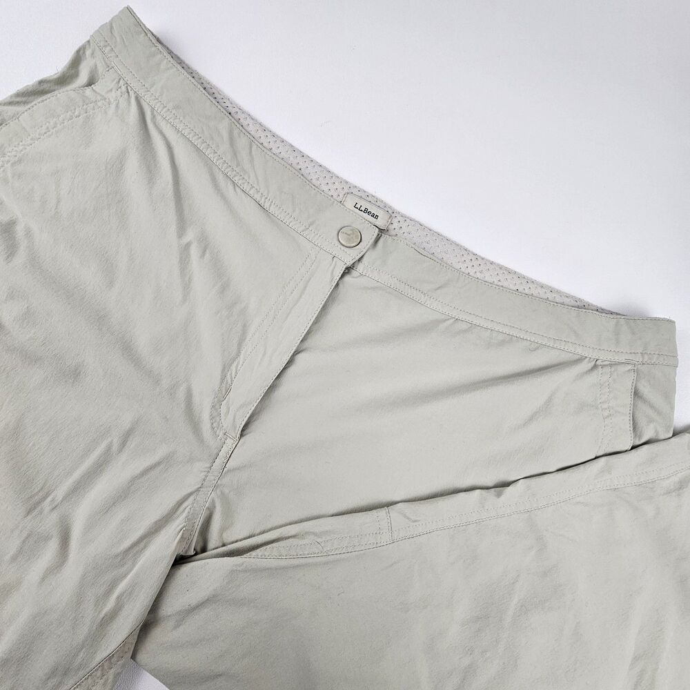 LL Bean Womens 20 REG Capri Pants Beige Nylon Stretch Hiking Outdoor Cropped